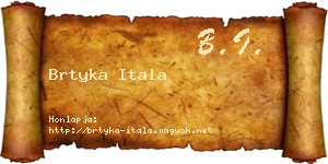 Brtyka Itala névjegykártya